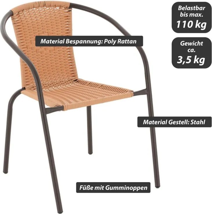 GARTHEN Bistro rattan kerti szék készlet 2 db barna