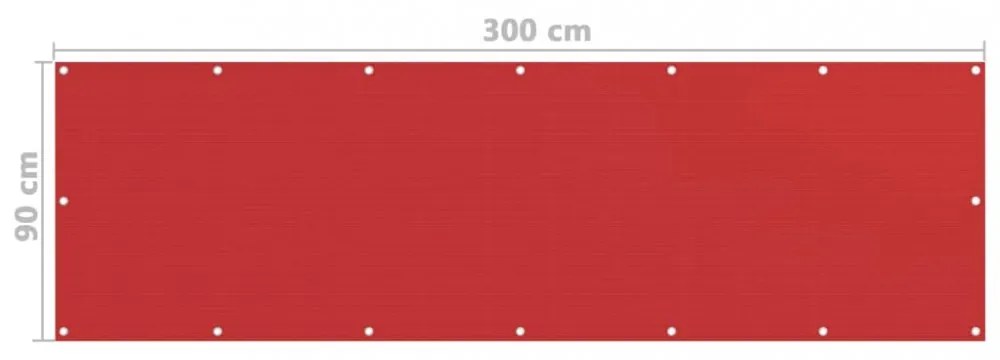 piros HDPE erkélytakaró 90 x 300 cm