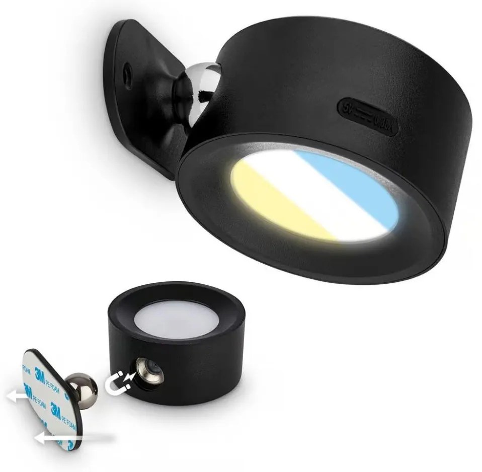 Briloner 3896015 - TARI LED újratölthető, fényerőszabályozható fali lámpa LED/1,6W/5V 1500 mAh fekete