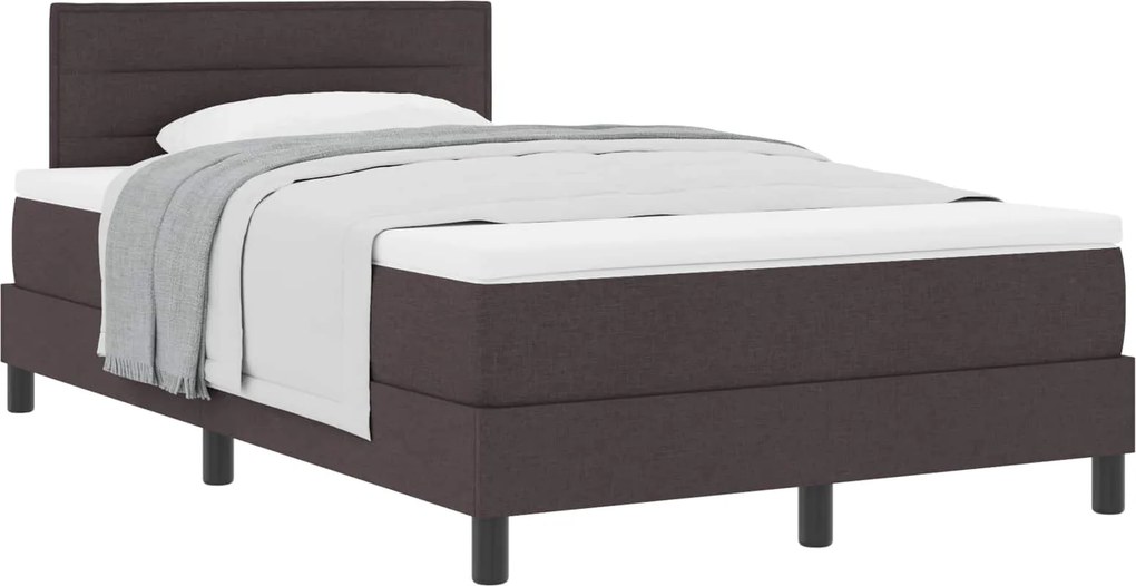 vidaXL Boxrugós ágy matracmal Sötét Barna 120 x 190 cm szövet