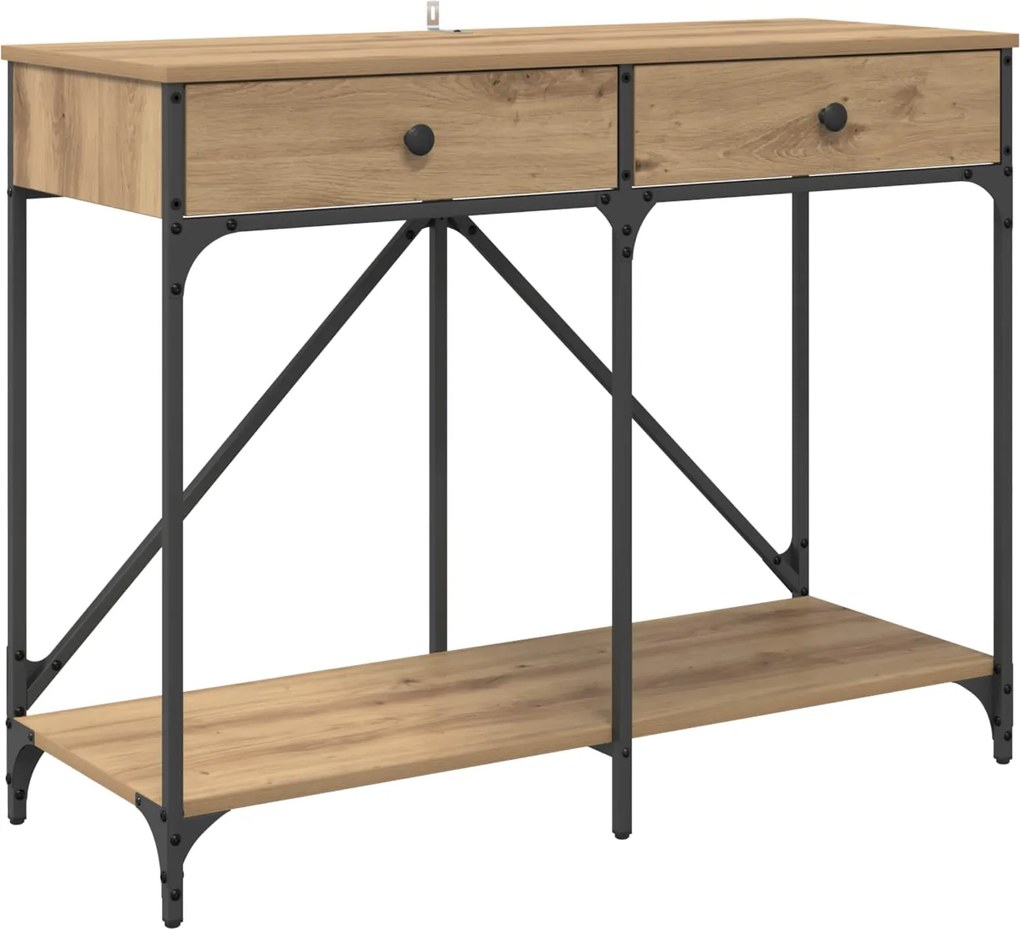 vidaXL Konzolasztal fiókkal Artisan tölgy 100 x 39 x 78,5 cm Faanyag