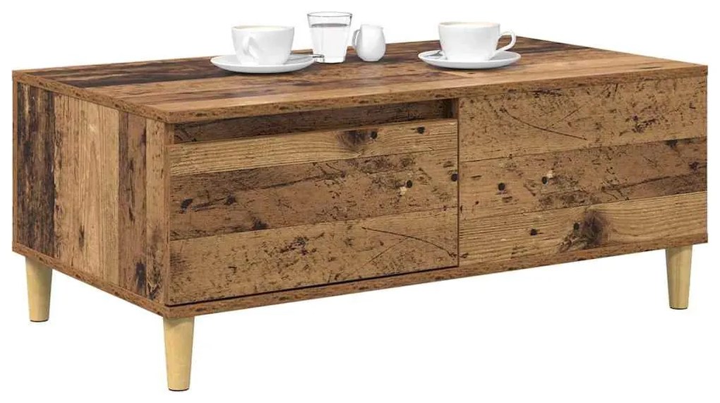 vidaXL Dohányzóasztal fiókkal Öreg fa 90 x 50 x 35 cm Faanyag