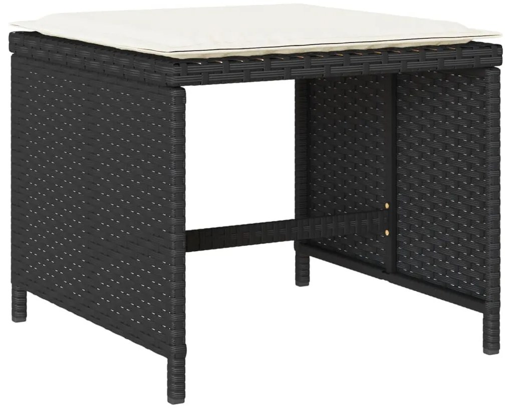 vidaXL 11 részes fekete polyrattan kerti étkezőgarnitúra párnákkal