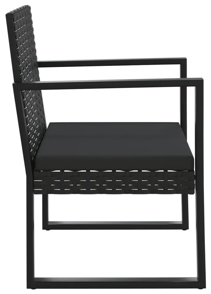 4 részes fekete polyrattan kerti ülőgarnitúra párnákkal