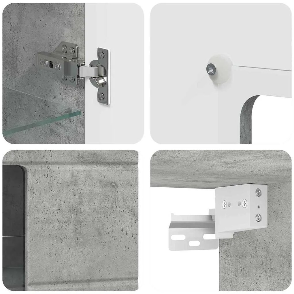 Fali szekrény polcokkal Beton szürke 55 x 29 x 100 cm Faanyag