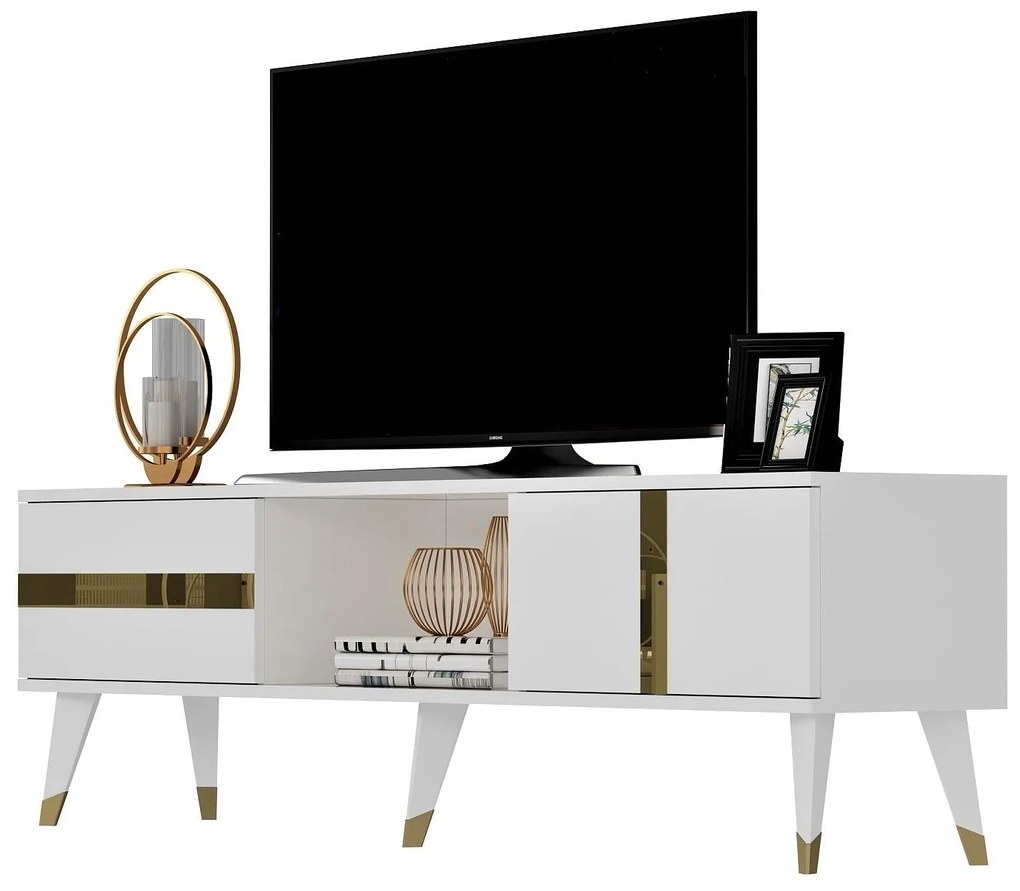 TV asztal/szekrény Vekika 2 (fehér + arany) . 1095252