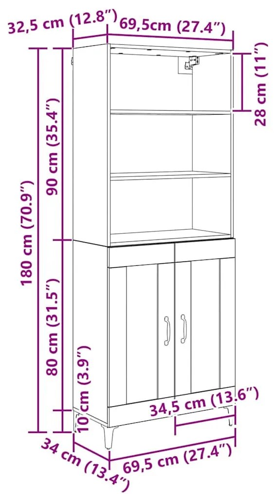 Széf Falra szerelhető 2 pcs Régi fa Faanyag