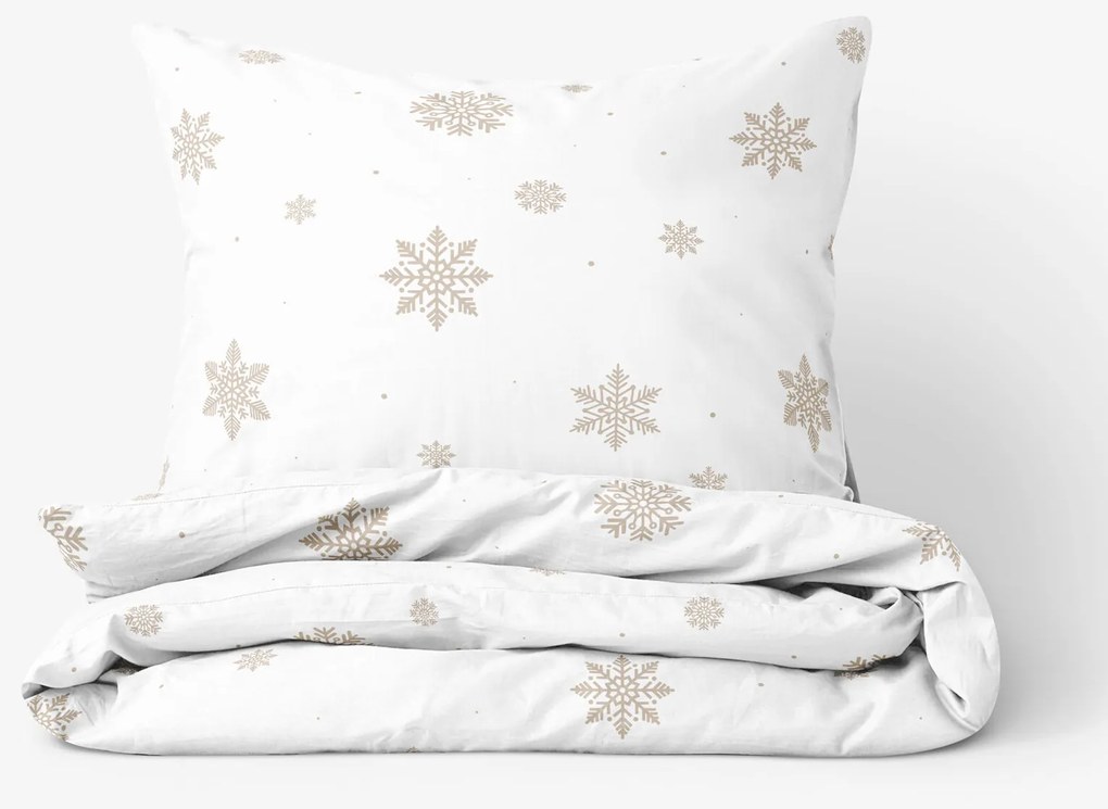 Goldea pamut ágyneműhuzat - hópelyhek fehéren 140 x 200 és 70 x 90 cm