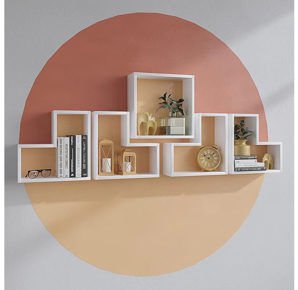 KÉSZLET 5x Fali polc ELITRA fehér