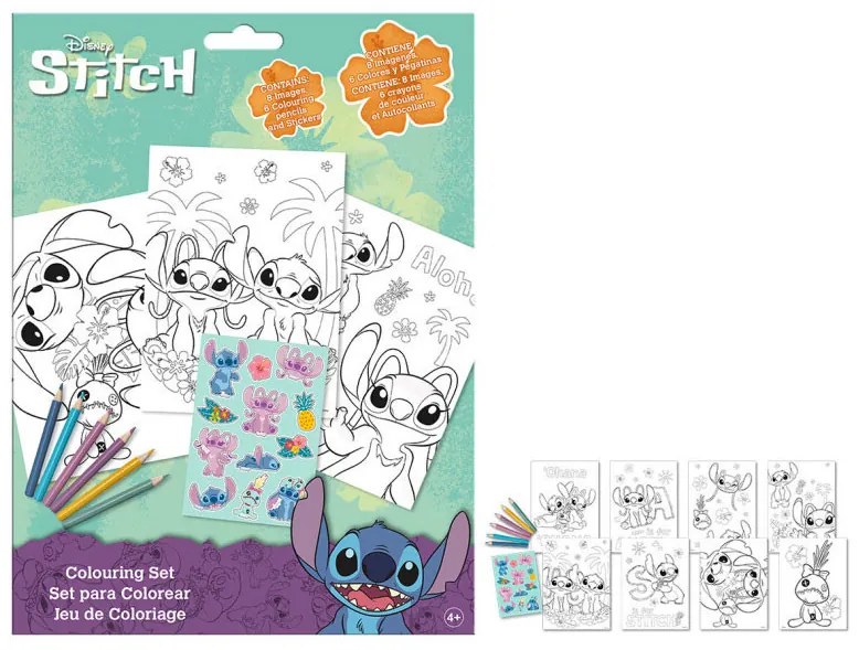 Disney Lilo és Stitch, A csillagkutya színező szett matricával