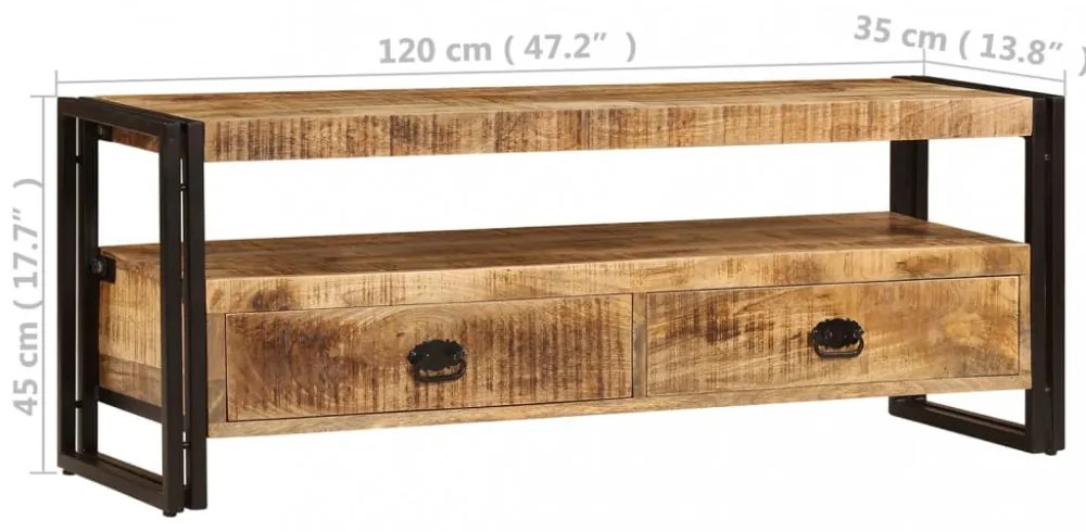 tömör mangófa TV-szekrény 120 x 35 x 45 cm