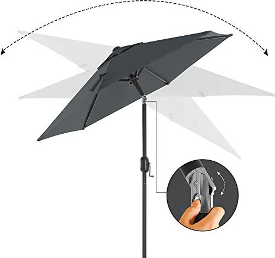 Kerti Napernyő 2,1 m, UPF 50+, dönthető, talp Nélkül, szürke