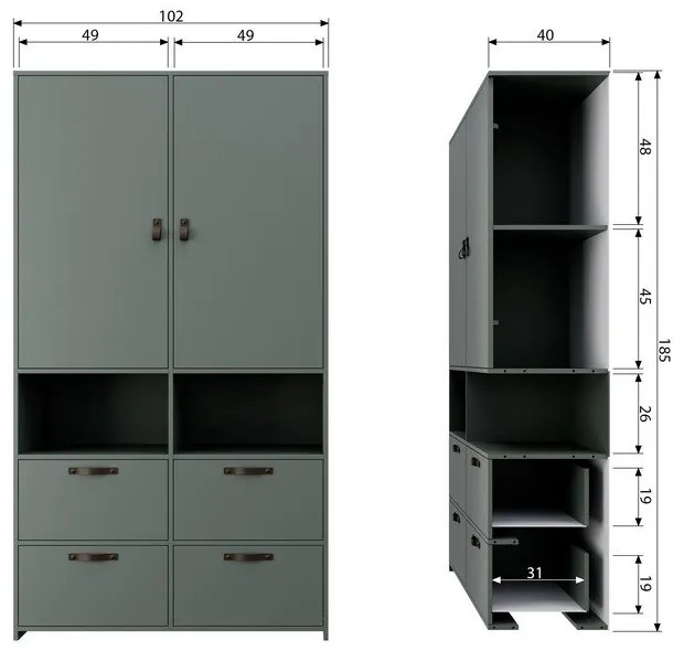 Soap szürke borovi fenyő ruhásszekrény - vtwonen