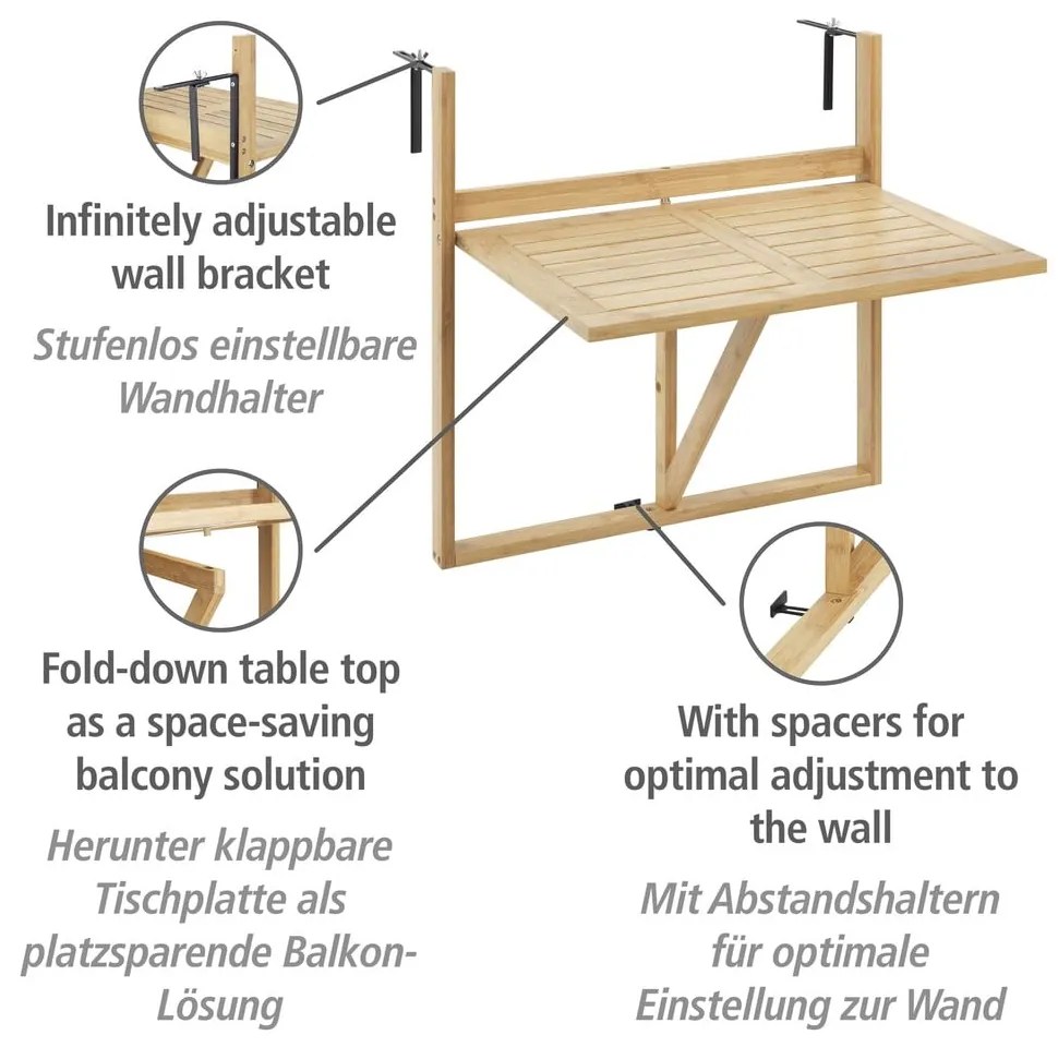 Bambusz kerti kisasztal 44x64 cm Waikiki – Wenko