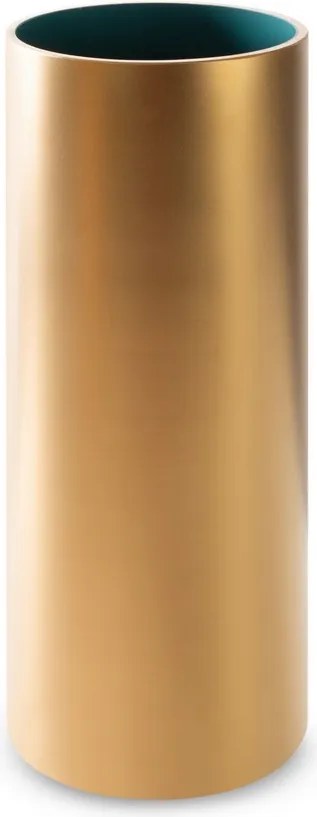 Váza 15x35 Lótusz 9 arany türkiz üveg