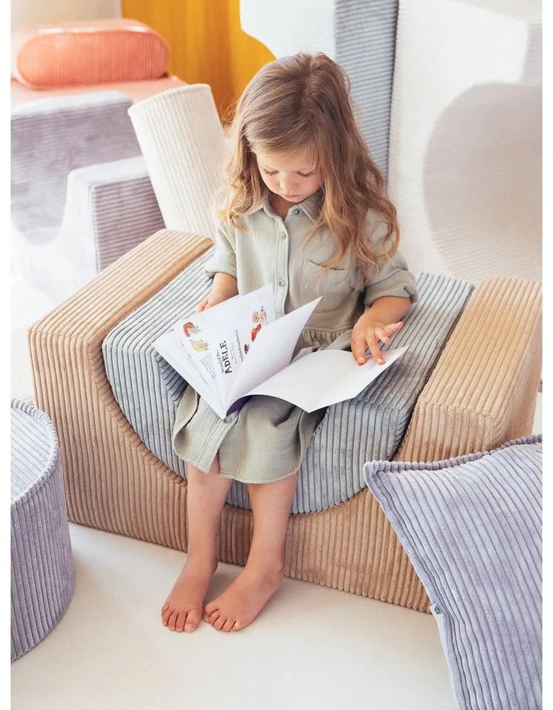 Világosbarna kordbársony habszivacs játszótér 3 db-os magasság 37 cm 75x49 cm Rainbow Montessori – Wigiwama