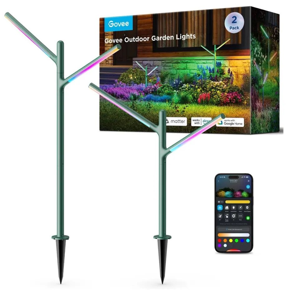 Govee-KÉSZLET 2x LED RGBICWW Dimmelhető kültéri lámpa LED/36W/230V IP66 2700-6500K Wi-Fi