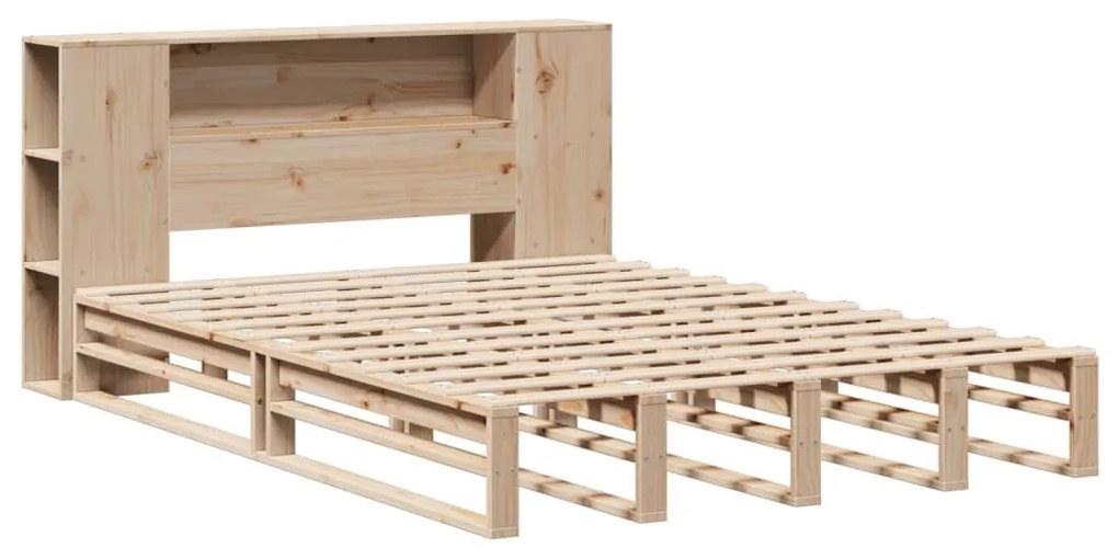 vidaXL tömör fa könyvespolcos ágy matrac nélkül 120 x 190 cm