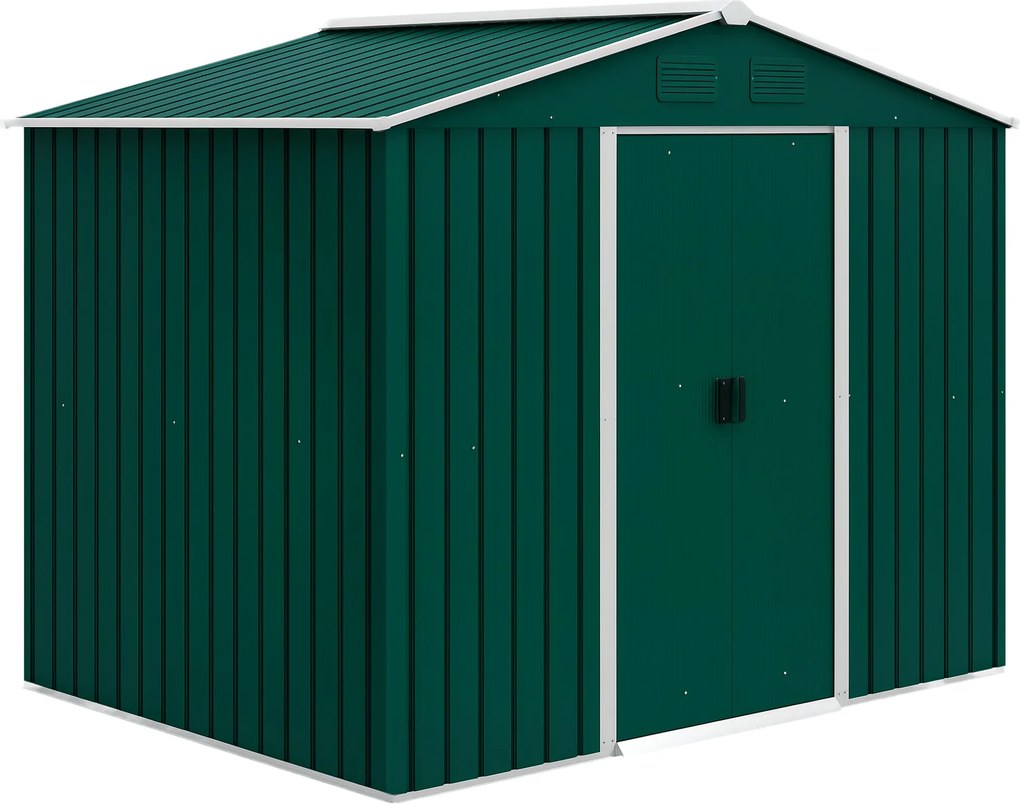 Outsunny Kertiszerszám Tároló 3.6 m² 236x174x190 cm 2 Csúszóajtóval, Dőlt Tetővel és 4 Ablakkal Teraszra | Aosom