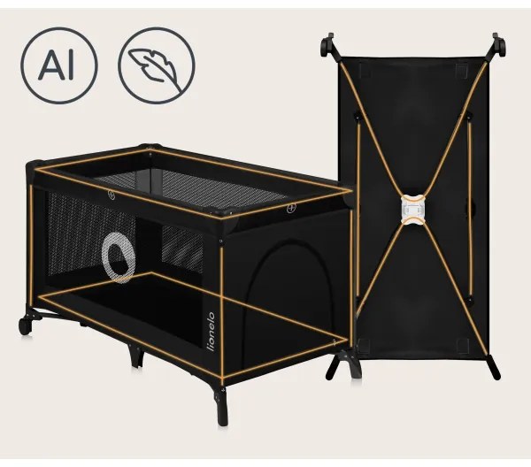 Lionelo - Utazóágy STEFI Black Carbon