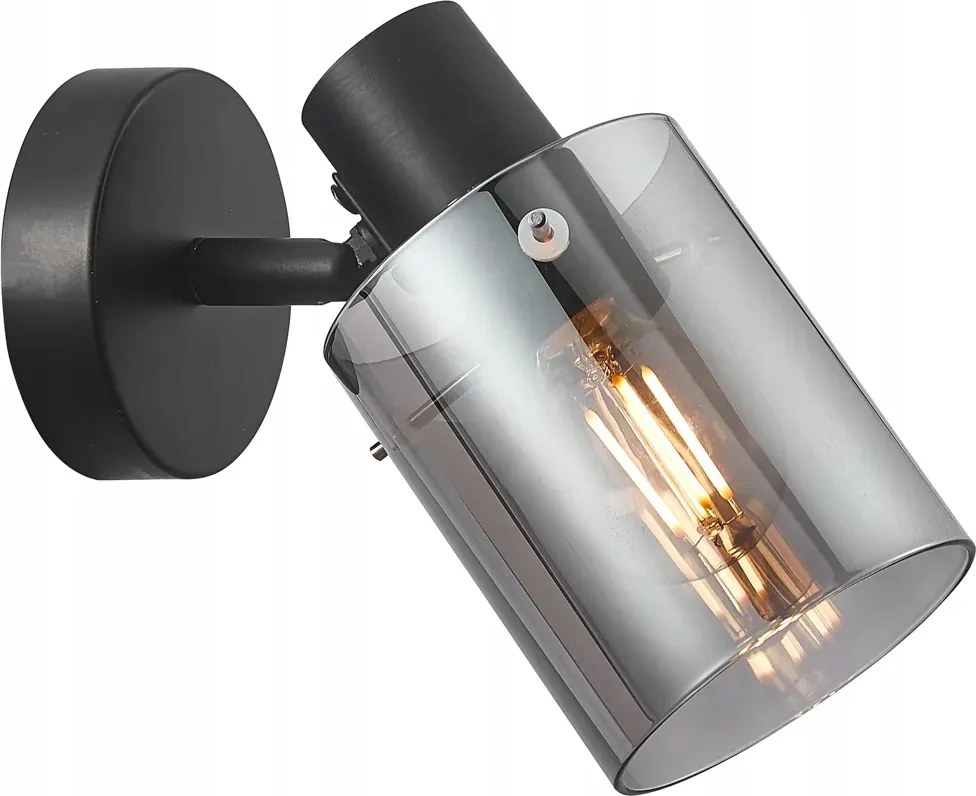 Fali lámpa reflektor fekete füstös üveg lámpabúra hálószobába Italux