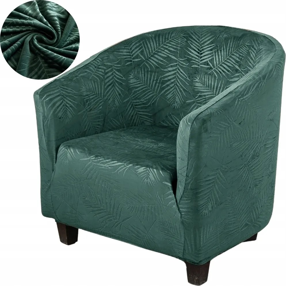 Klubszék Huzat Velúr Pálma Levelek Prémium Oeko-tex Zöld