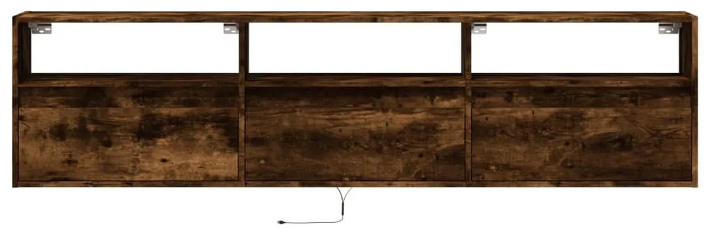 füstös tölgy falra szerelhető TV-szekrény LED-del 180x31x45cm