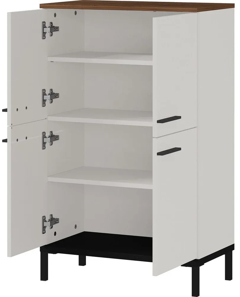 Szürkésbézs magas fürdőszoba szekrény diófa dekorral 60x97 cm Yonkers - Germania