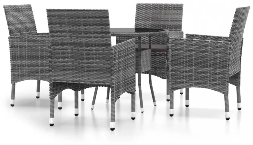 vidaXL 5 részes szürke polyrattan kerti étkezőgarnitúra