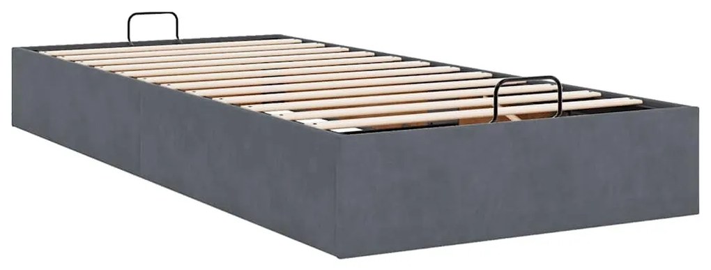 Ottomán ágykeret matrac nélkül Sötétszürke 100x200 cm bársony