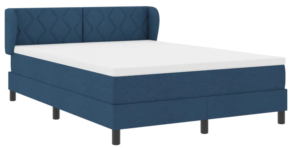 Boxspring Ágy Mattal Kék 140x190 cm Szövet