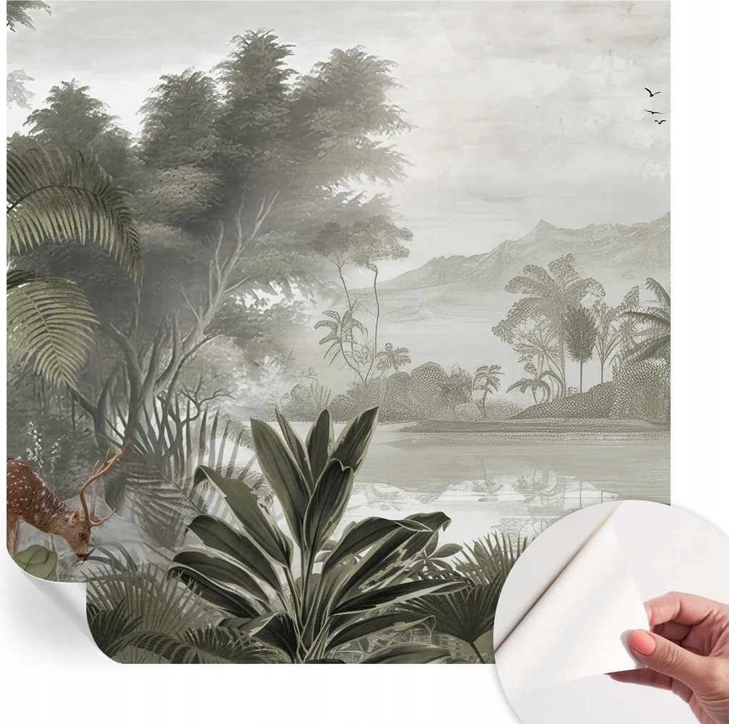 Mosható öntapadós fotótapéta étkezőbe Trópusi oázis 250x250 cm