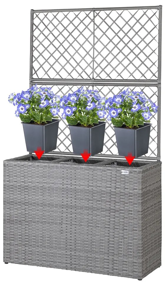 Casaria® Virágtartó boxszal és rácsozatttal - szürke