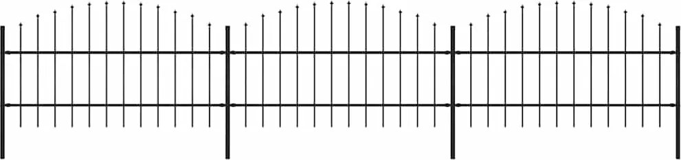 vidaXL fekete acélkerítés lándzsás tetejű 537 x 100 cm