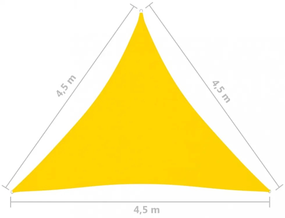 sárga háromszögű oxford-szövet napvitorla 4,5 x 4,5 x 4,5 m