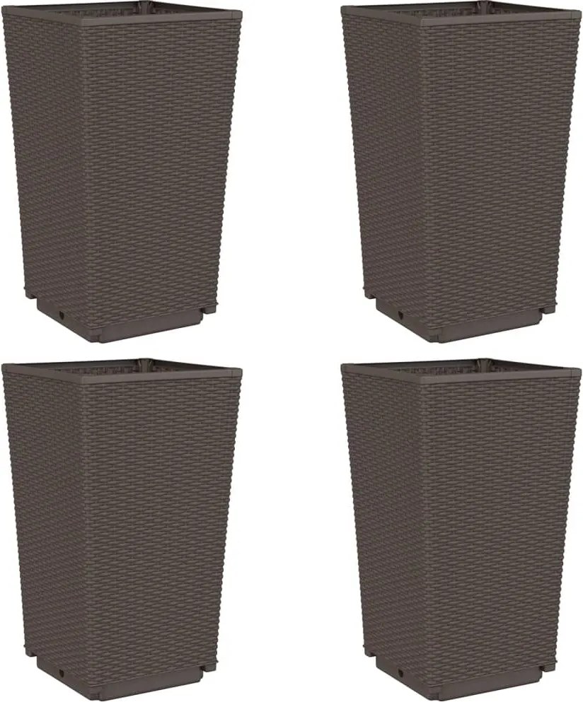 vidaXL 4 db barna polipropilén kerti ültetőláda 32,5 x 32,5 x 57 cm