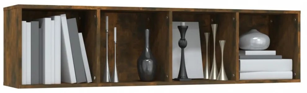 füstös tölgy színű szerelt fa könyv-/TV-szekrény 143x30x36 cm