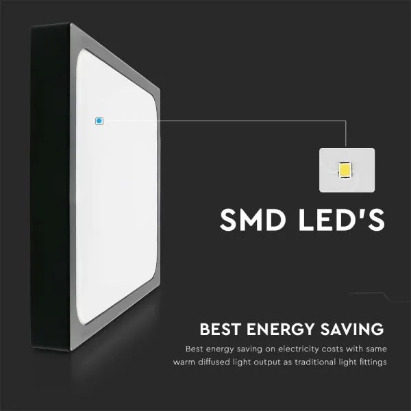 LED Fürdőszobai mennyezeti lámpa LED/24W/230V 6500K IP44 29,5x29,5 cm fekete