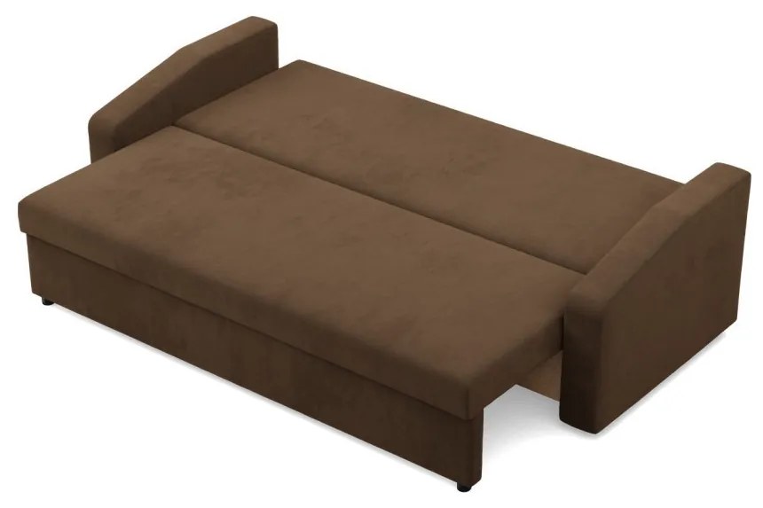 Zeus kanapéágy, szövet anyag, hab töltet, döntött kartámasz, barna