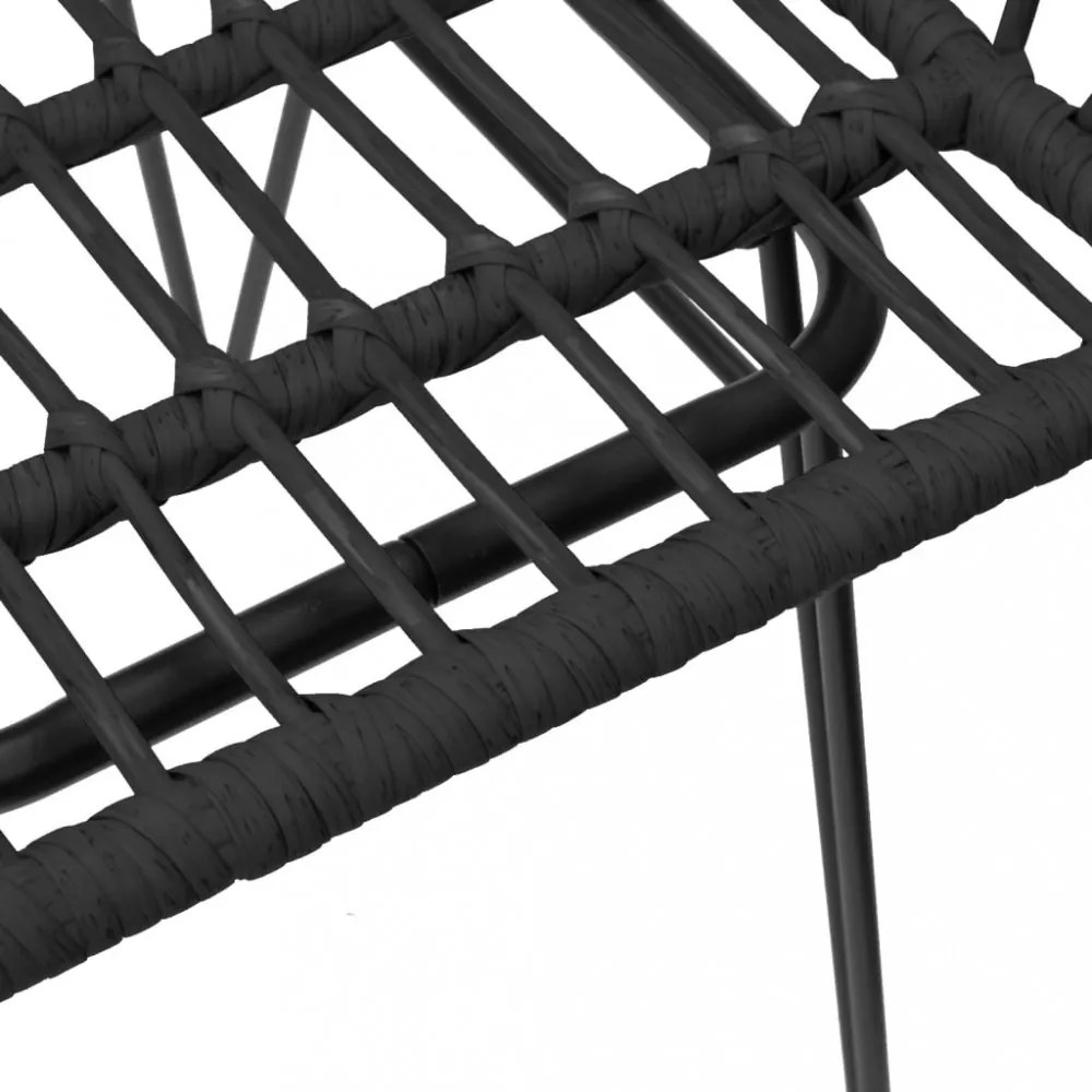 2 db fekete PE rattan karfás kerti szék 56 x 64 x 80 cm