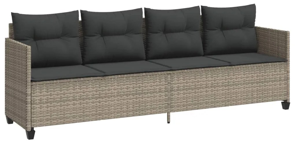 Világosszürke polyrattan napozóágy párnával