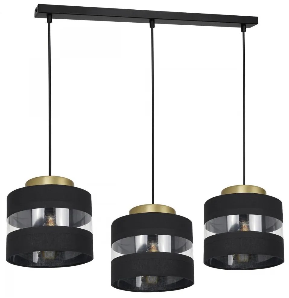 Csillár zsinóron HAVARD 3xE27/60W/230V fekete/sárgaréz