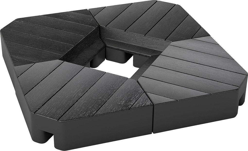 Outsunny Napernyő Állvány 4 Darabos Fém Súly Fa Mintázattal, Kóros Napernyő Állvány, Földi Kereszttel Tölthető Homokkal/Vízzel 20/15 kg-ig, Kóros Nape