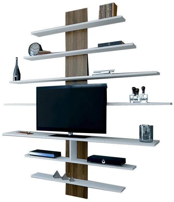 TV szekrény Zebra - White, Walnut