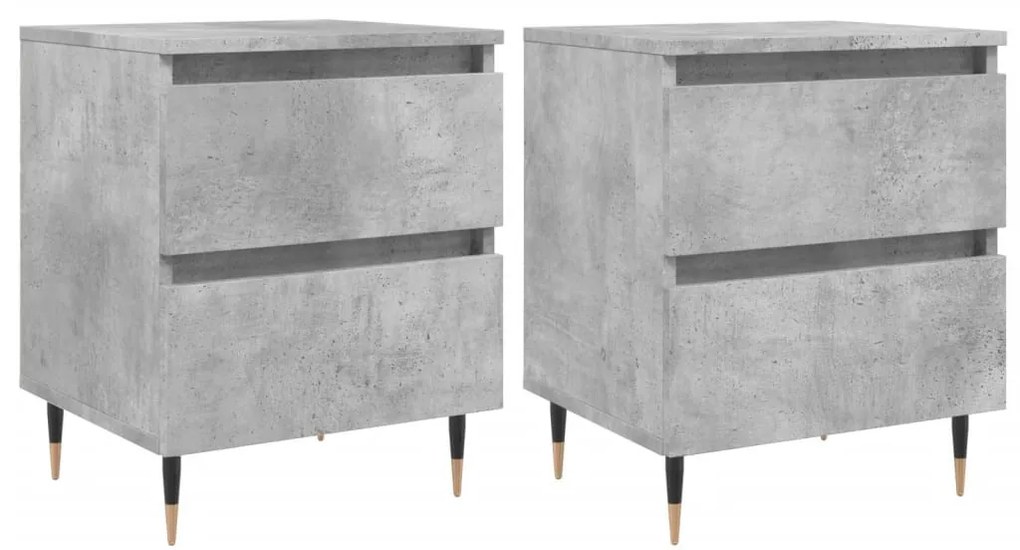 2 db betonszürke szerelt fa éjjeliszekrény 40 x 35 x 50 cm