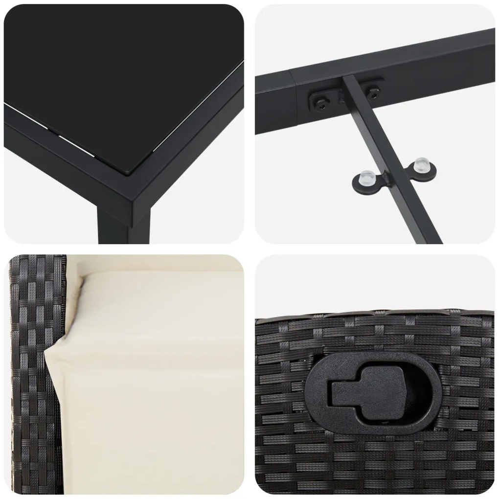 5 darabos kert étkező szett Fekete Poly Rattan