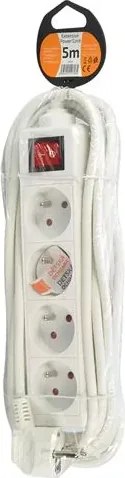 Hosszabbítókábel 4 aljzattal - 5 m - fehér - Solight