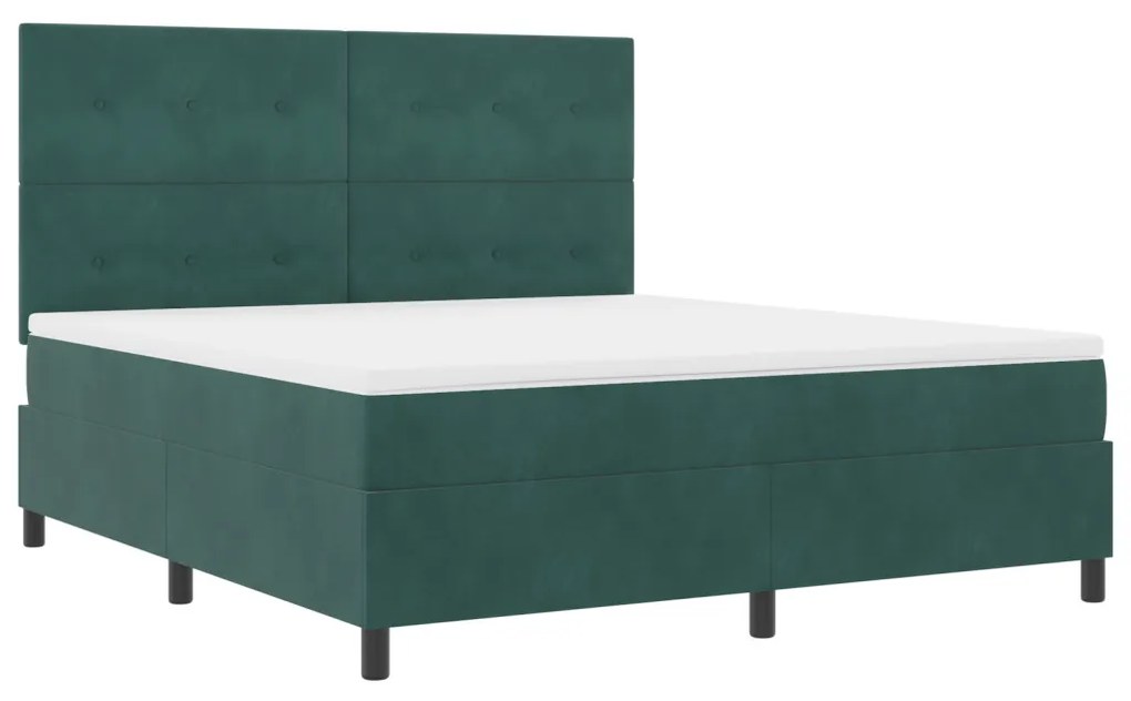 Box Spring Ágy Matraccal Sötét Zöld Szuper King Bársony