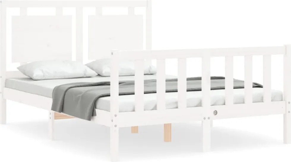 vidaXL fehér tömör fenyőfa ágy matrac nélkül 140x190 cm