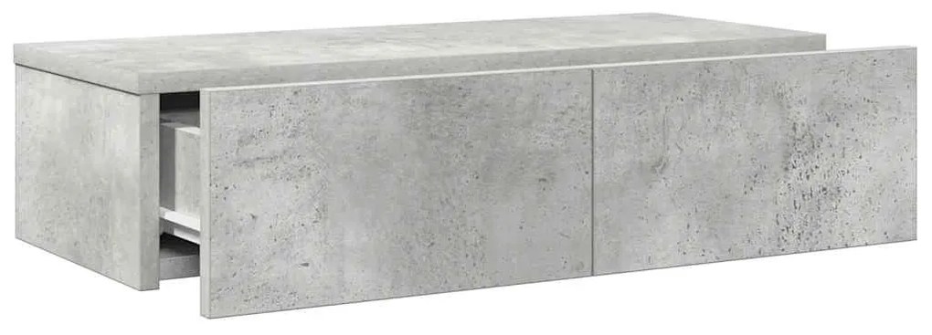 Falipolc fiókokkal betonszürke 60x26,5x15 cm műszaki fa